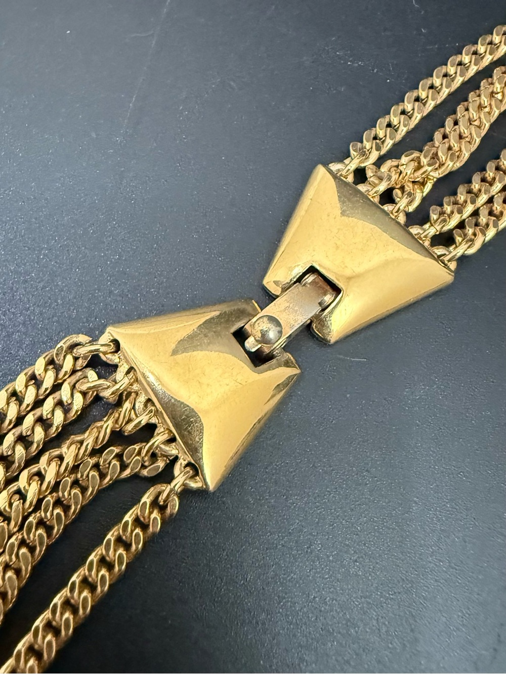 Vintage MONET Gold-tone Multistrand Five Graduated Draping Chain Necklace - Picture 9 of 12